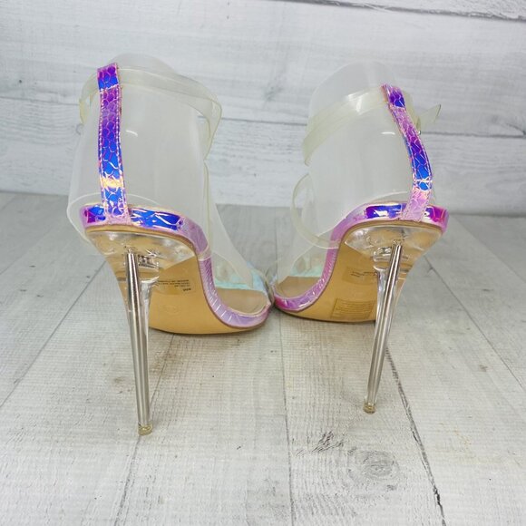 Cape Robbin SKIN Transparent Criss-Cross Straps Stiletto High Heels Shoes Sz 9 M - Picture 6 of 12